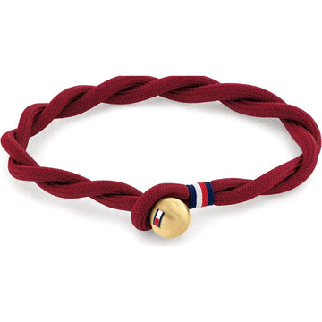 Ανδρικό βραχιόλι Tommy Hilfiger υφασμάτινο σε κόκκινο χρώμα με διαγώνια πλέξη.